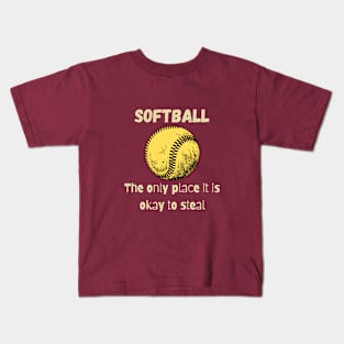 Softball steal Kids T-Shirt